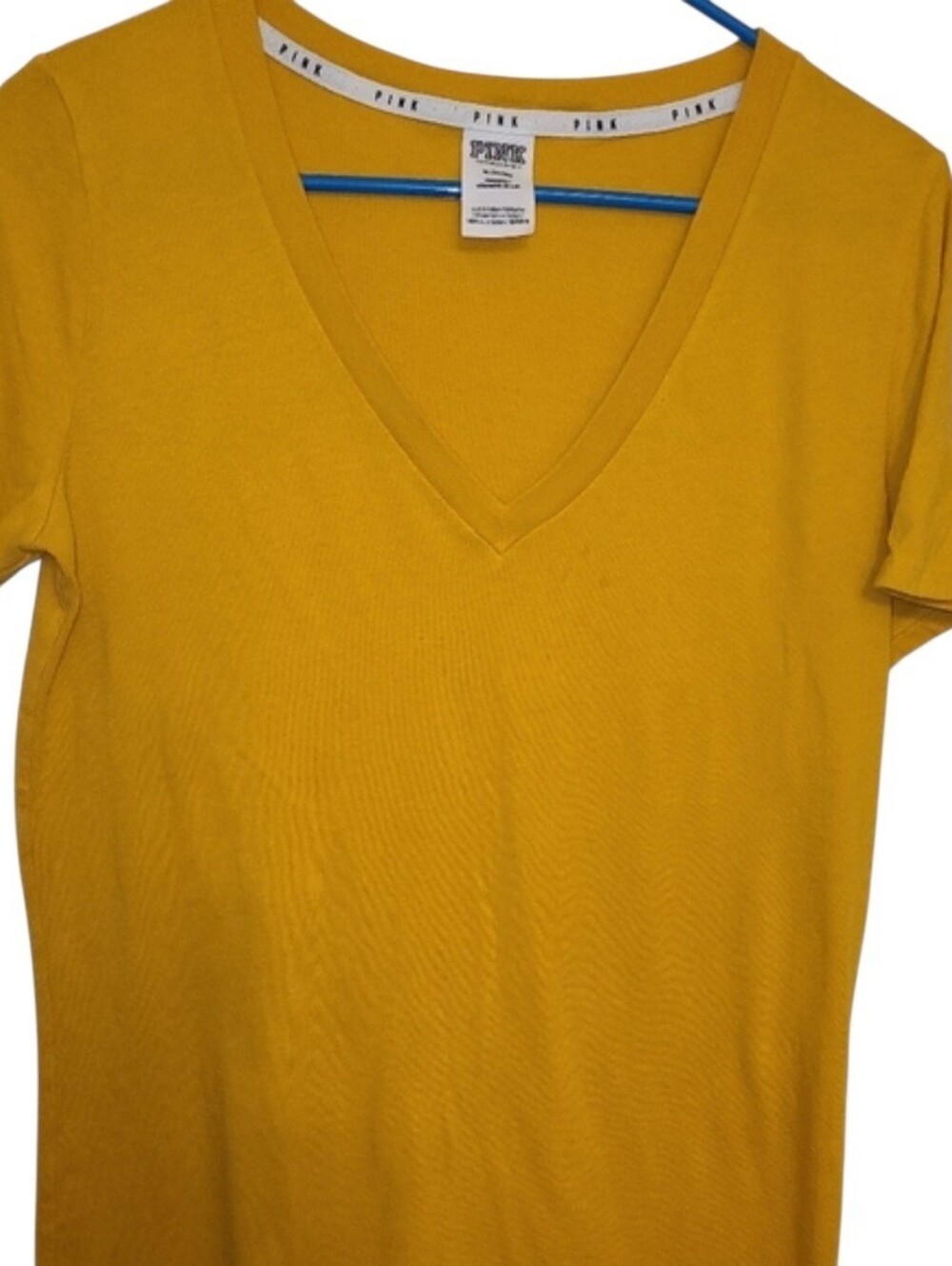PINK Victoria's Secret V-Neck Short Sleeve Tee - Mustard SIZE M